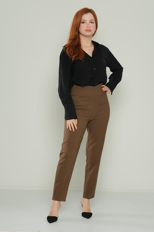 Zanzi High Waist Casual Trousers Black Caramel 022KAHVE 042LACİ 115BEJ 294HAKI 346MAVI 415PEMBE