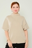 Explosion Three Quarter Sleeve Casual Blouses Black Grey Brown Beige Ecru Beige