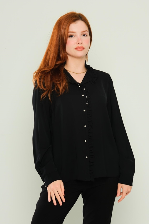 Detective Casual Blouses Black Ecru