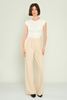 Excuse High Waist Casual Trousers Black Beige Ecru Бежевый