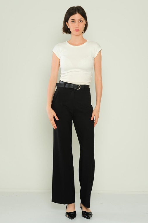 Fimore High Waist Casual Trousers Black Mink