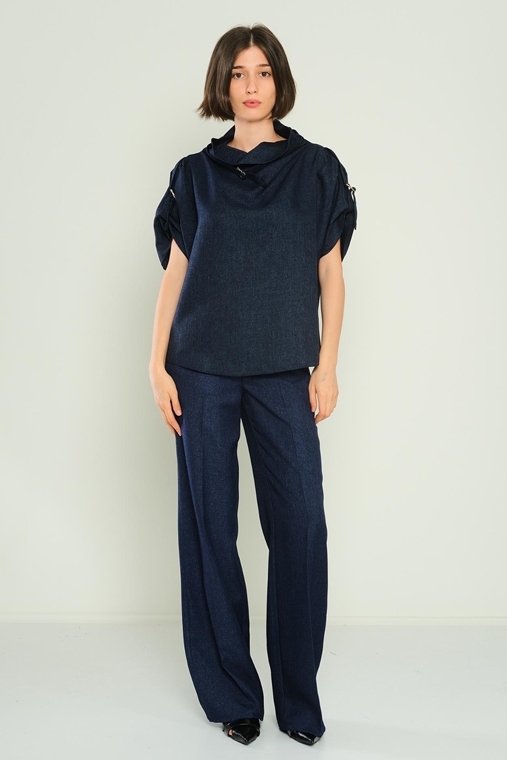 Joymiss High Waist Casual Trousers Navy