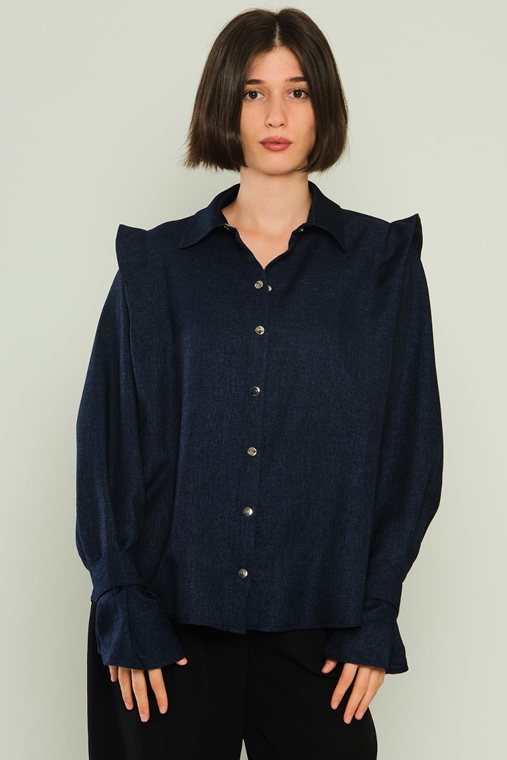 Joymiss Long Sleeve Casual Shirts Navy