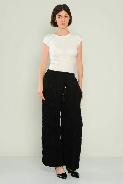 Lila Rose High Waist Casual Trousers Black Brown