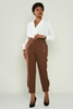 HKN High Waist Casual Trousers Black Red Brown Beige Navy Brown