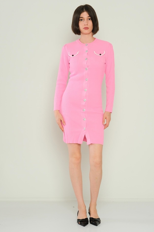 Pitiryko Mini Long Sleeve Casual Dresses Black Pink Camel Fuchsia Powder Sax Purple Cream Benetton