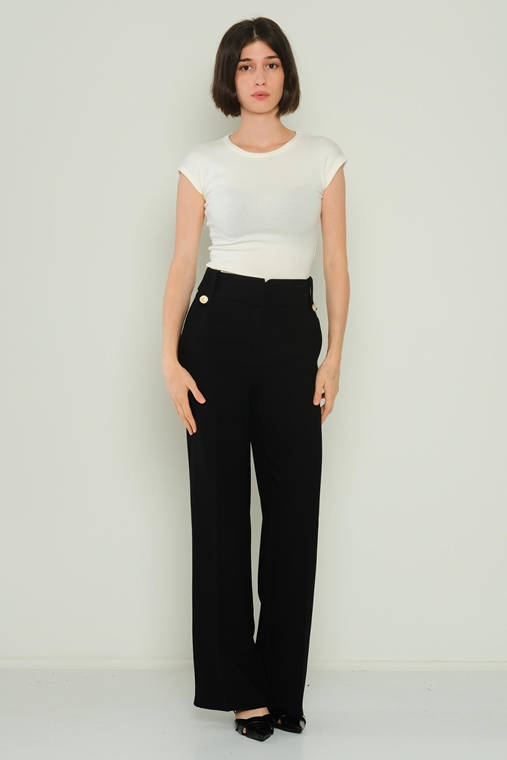 Zanzi High Waist Casual Trousers Black