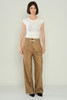 Mees High Waist Casual Trousers Black Beige Khaki Beige