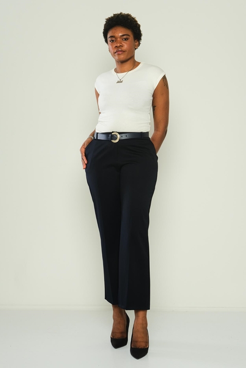 Fimore High Waist Casual Trousers Navy indigo