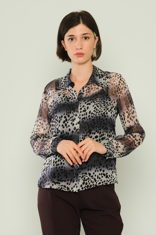 Mac Park Casual Blouses Black Brown