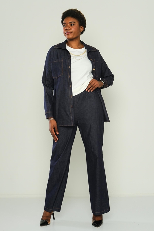 Fimore Casual Plus Size Suits Navy