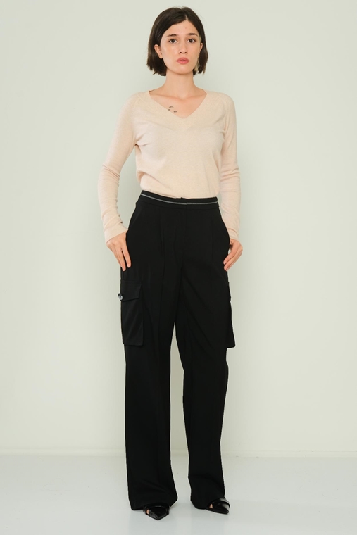 Excuse High Waist Casual Trousers Black