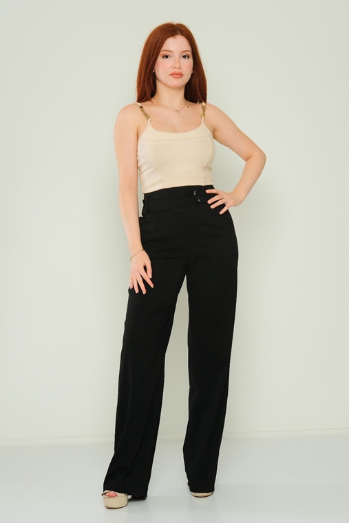 Excuse High Waist Casual Trousers Black