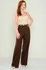 Mees High Waist Casual Trousers Black Grey Brown بنى