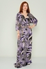 Explosion Maxi Three Quarter Sleeve Casual Dresses Brown Khaki Lavender Lavanta