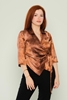 Selen Three Quarter Sleeve Casual Blouses Red Grey Brown Beige Mink Khaki Petroleum Kahverengi