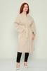 Mangosteen Gabardine Casual Woman Coats Black Powder Caramel الكراميل