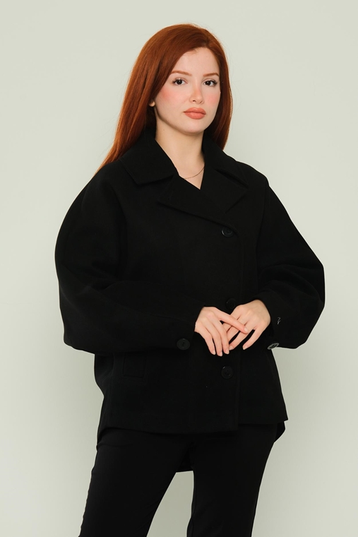 Mangosteen Casual Woman Coats Black Red Mink