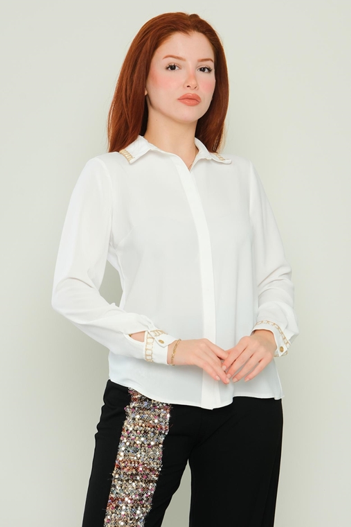 Detective Casual Blouses Black Ecru