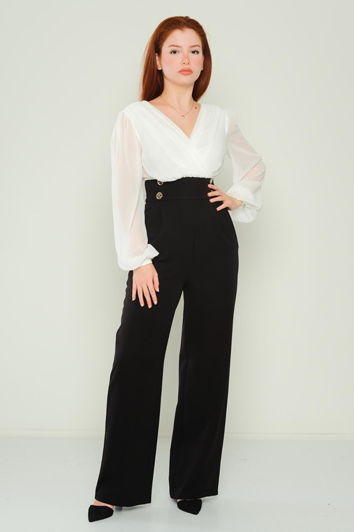 Rissing Star Casual Jumpsuits Black White Ecru