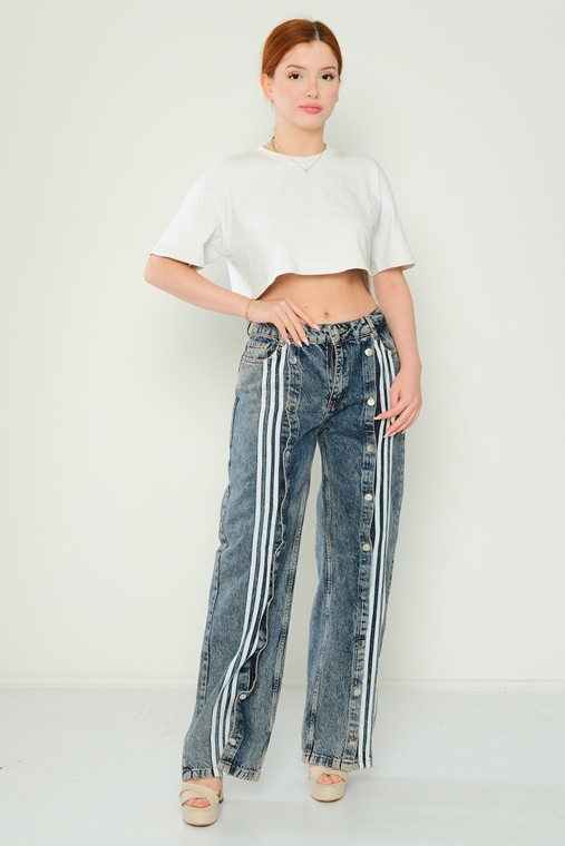 Hit Me Up High Waist Casual Trousers Blue