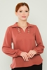 Green Country Long Sleeve Casual Blouses Black Grey Ecru Tobacco تبغ