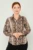 Selen Long Sleeve Casual Blouses Black Camel Navy Leopard Khaki Caramel Coffee With Milk لون النمر