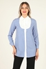 Mirador Casual Blouses Black Beige Blue Dark Baby Blue أزرق غامق