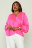 Excuse Casual Plus Size Blouse Black Ecru Neon-Fuchsia Neon-Fuchsia