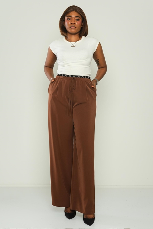 Explosion High Waist Casual Trousers Brown Khaki