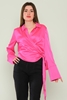 Joymiss Long Sleeve Casual Blouses Black Beige Ecru Neon-Fuchsia Neon-Fujya