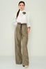 Airport High Waist Casual Trousers Black Camel Navy لون الجمل