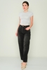 Wo-man High Waist Casual Trousers Black Blue Füme Black Dark Koyu Siyah