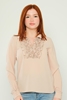 Green Country Long Sleeve Casual Blouses Black Beige Ecru اللون البيج