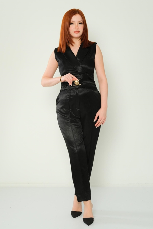 Airport High Waist Casual Trousers Black Ecru