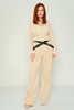 Excuse High Waist Casual Trousers Black Beige Ecru اللون البيج