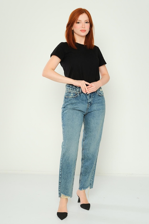 Hit Me Up High Waist Casual Trousers Blue