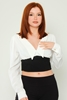 Excuse Casual Blouses Black-Ecru Ecru-Black أسود - البيج الرمادي