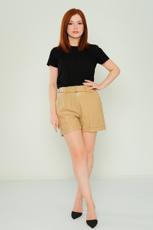 Joymiss Casual Shorts Beige Camel Sax