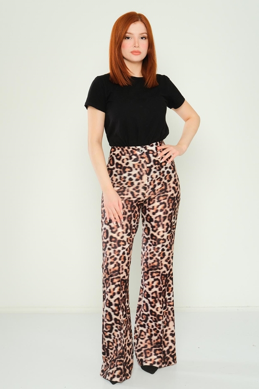 Fimore High Waist Casual Trousers Leopard