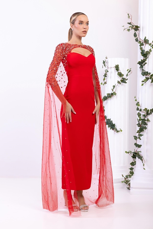 Odrella Night Wear Evening Dresses Black Red