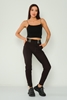 Mosento High Waist Casual Trousers Black Brown