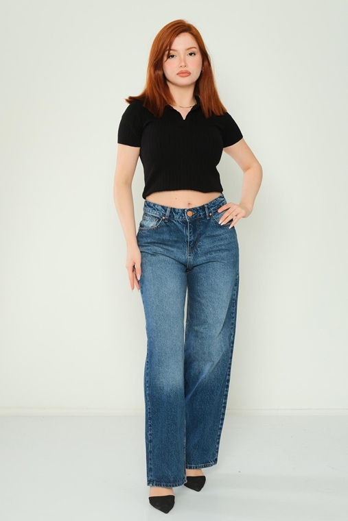 Hit Me Up High Waist Casual Trousers Blue