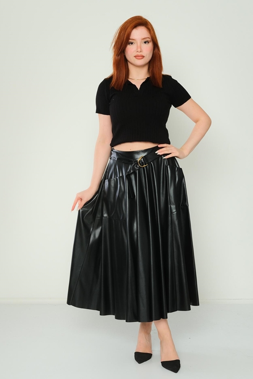 Lila Rose Casual Skirts Black Bordeux Camel