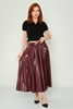 Lila Rose Casual Skirts Black Bordeux Camel bordo şarabı