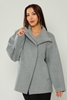 Mangosteen Casual Woman Coats Black Red Grey اللون الرمادي