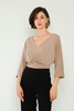 Explosion Three Quarter Sleeve Casual Blouses Black Red Bordeux Beige Khaki Purple اللون البيج