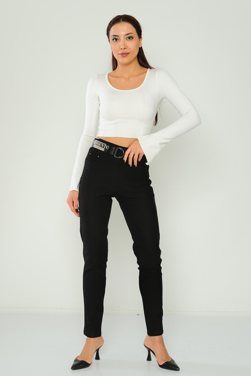 Mosento High Waist Casual Trousers Black