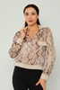 Explosion Long Sleeve Casual Blouses Black Mink Khaki Stone