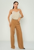 Mees High Waist Casual Trousers Black Grey Brown لون الجمل